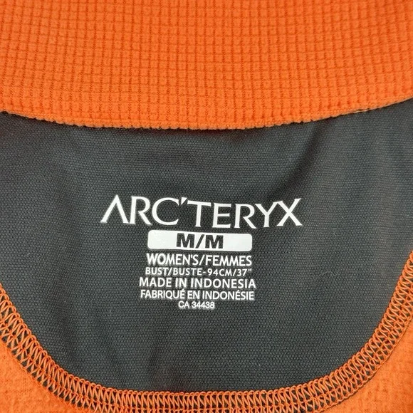 Arcteryx Womens Delta LT Zip Neck Jacket M Orange Alaska Majestic Heli Ski Logo